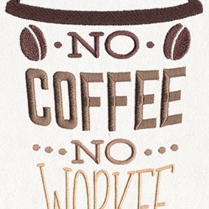 No Coffee No Workee Embroidered Waffle Weave Hand/Dish Towel