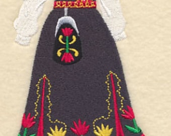 Norwegian Dress Form Embroidered Waffle Weave Hand/Dish Towel