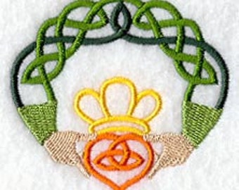 Claddagh Ring Knotwork Embroidered Waffle Weave Towel
