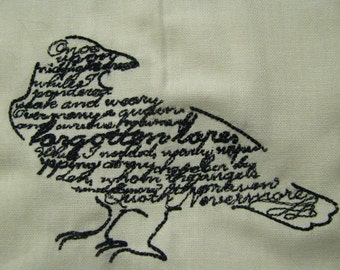 Edgar Allan Poe Raven Poem Embroidered Waffle Weave Towel