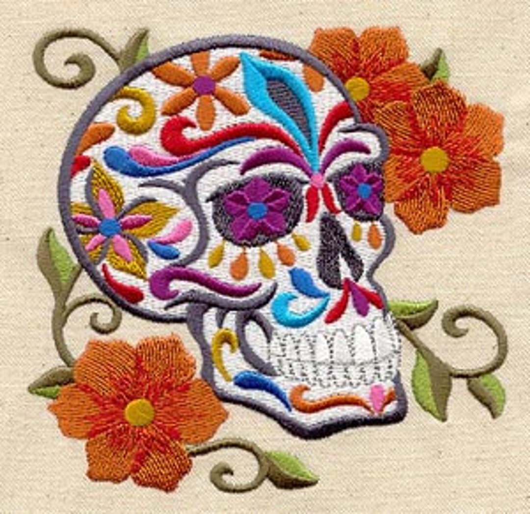 Calavera Skull Mexican Culture Dia De Los Muertos Embroidered