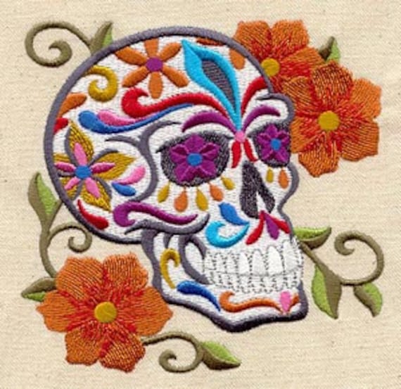 Calavera Skull Mexican Culture Dia De Los Muertos Embroidered