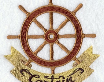 Captain Ship Wheel - Embroidered Waffle Weave Hand/Dish Towel