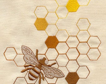 Rainbow Honeycomb Bee Embroidered Waffle Weave Towel