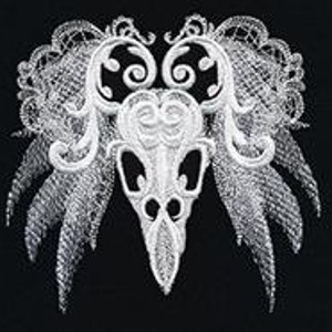 Ghost Baroque Raven Skull Embroidered Waffle Weave Towel