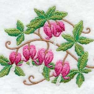 Bleeding Hearts Embroidered Waffle Weave Hand/Dish Towel