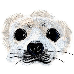 Harp Seal Eyes Embroidered Waffle Weave Hand/Dish Towel