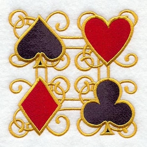 Cards Heart Spade Diamond Clover Embroidered Waffle Weave - Etsy