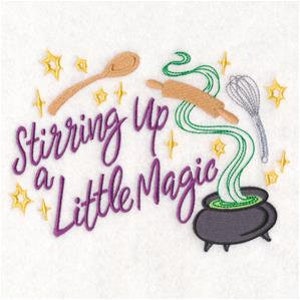 Stirring Up a Little Magic - Witch Embroidered waffle weave Hand/Dish Towel