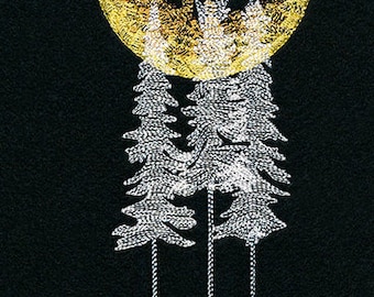 Drömskön skog - Broderad våffelvävd handduk/diskhandduk