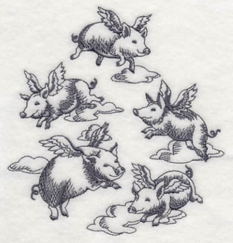 EmbroideryEverywhere When Pigs Fly Waffle Weave Towel - Thumbnail 2