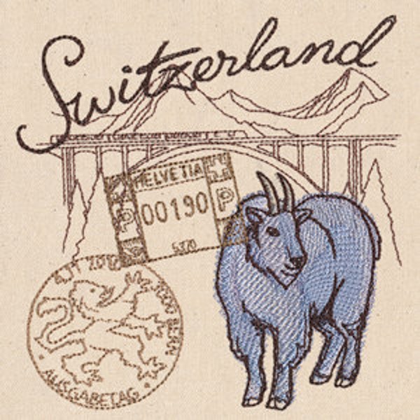 Passport to the Switzerland Embroidered Waffle Weave Hand/Dish Towel