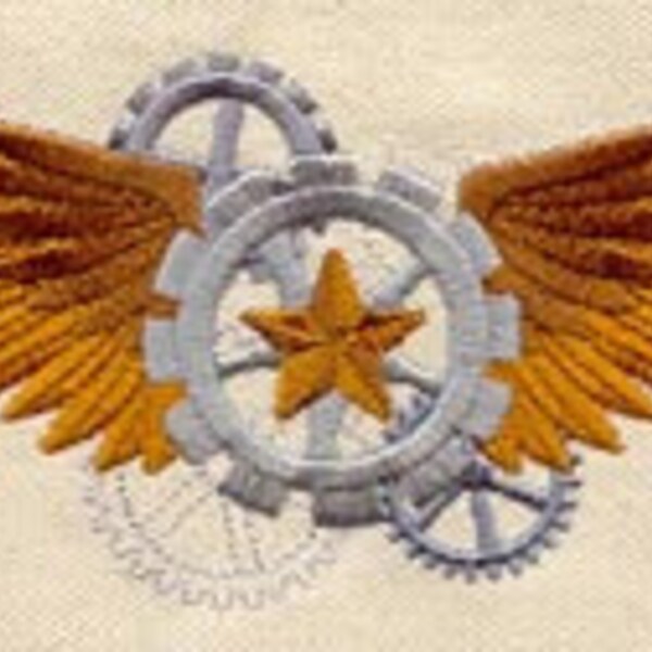 Airship Captain Wings Steampunk Embroidered Waffle Weave Hand/Dish Towel