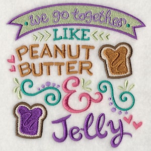 We Go Together Like Peanut Butter and Jelly Embroidered Waffle Weave Hand/DIsh Towel