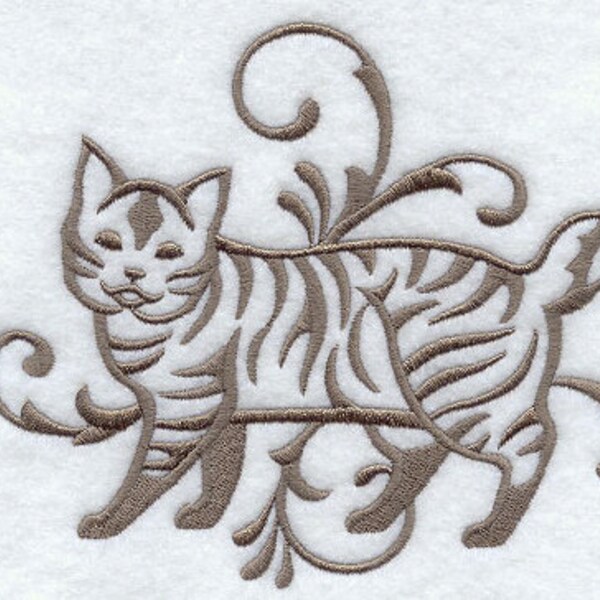 Graceful American Bobtail Embroidered Waffle Weave Hand/Dish Towel