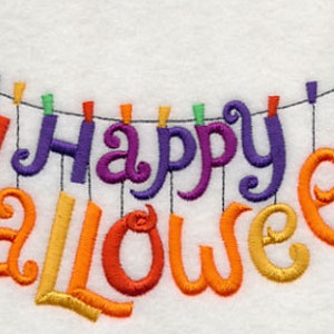 Happy Halloween Clothesline Embroidered Waffle Weave Hand/Dish Towel image 1