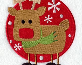 Rudolph the Reindeer Embroidered Waffle Weave Hand/DIsh Towel