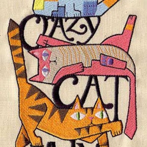 Crazy Cat Lady Embroidered Waffle Weave Towel