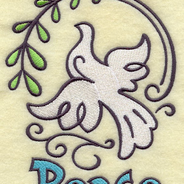 Peace Dove Embroidered Waffle Weave Hand/Dish Towel