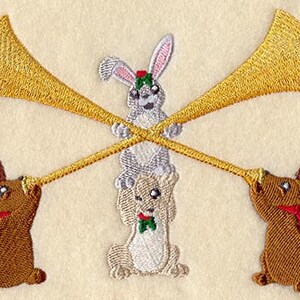 Weihnachts-Tierchen-Hasen-Eichhörnchen und Hörner besticktes Waffel-Handtuch Bild 1