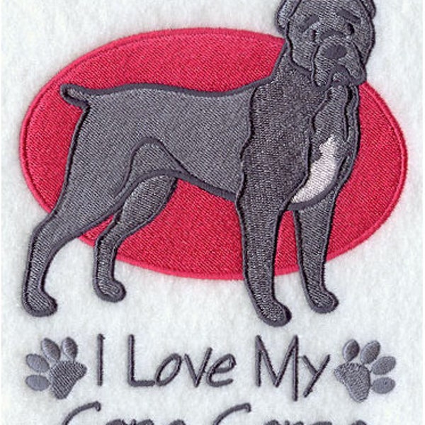I Love My Cane Corso Dog- Embroidered Waffle Weave Hand/Dish Towel