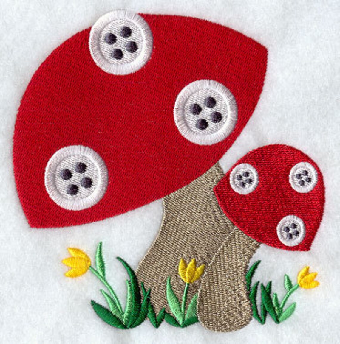 Embroidered Toadstools Button Mushrooms Toadstools Embroidered Waffle Weave Hand/dish Towel - Etsy