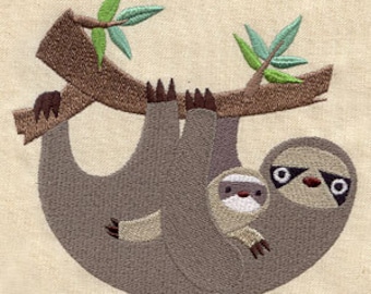 Sloth Embroidered Waffle Weave Hand/Dish Towel