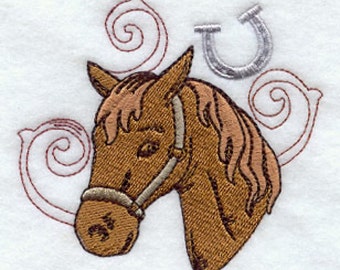 Wild Side Horse Portrait Embroidered Waffle Weave Hand/Dish Towel