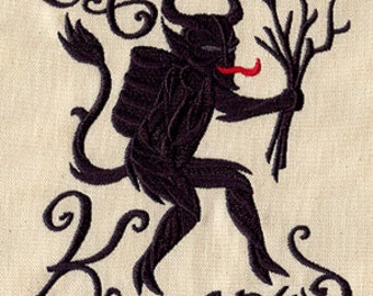 Merry Krampus Evil Santa Claus Embroidered Waffle Weave Hand Towel