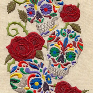 Calavera Sweet Skulls Mexican Culture Dia De Los Muertos Embroidered Waffle Weave Towel image 1