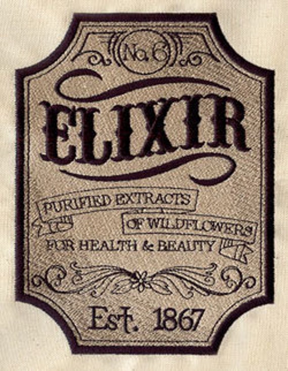 Apothecary Elixir Embroidered Waffle Weave Hand/Dish Towel