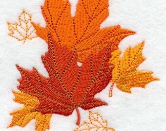 Maple Leaves Embroidered Waffle Weave Hand Towel