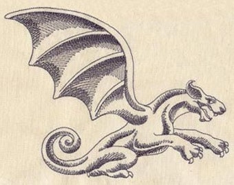 Gargoyle Dragon Embroidered Waffle Weave Hand/Dish Towel