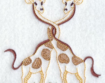 Giraffe Love Embroidered Waffle Weave Hand/Dish Towel