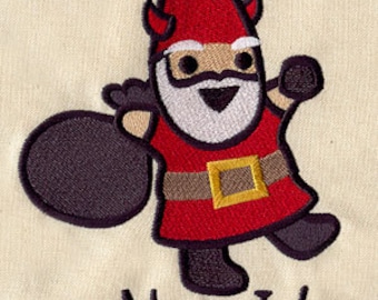 Naughty Christmas Santa Gnome Embroidered Waffle Weave Hand/Dish Towel