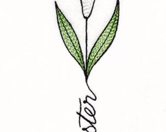 Easter Lily Embroidered Waffle Weave Hand/Dish Towel