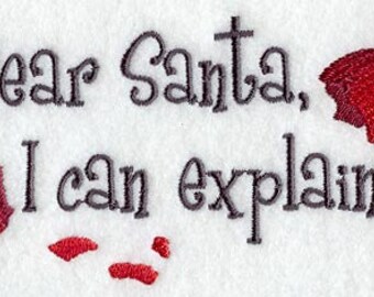 Dear Santa I Can Explain Embroidered Waffle Weave Hand/Dish Towel