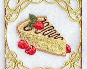 Art Noveau Cheesecake Embroidered Waffle Weave Hand/Dish Towel