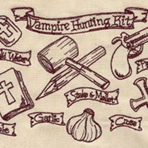 Vampire Hunting Kit Embroidered Waffle Weave Hand Towel