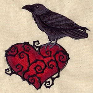 Raven Heart Embroidered Waffle Weave Towel