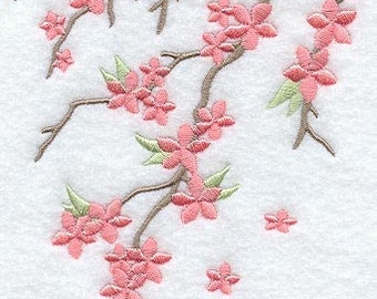 Cherry Blossom Breeze Embroidered Waffle Weave Towel
