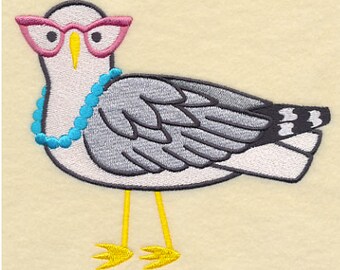 Brainy Seagull Embroidered Waffle Weave Hand/Dish Towel