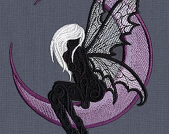 Dark Fairy Embroidered Waffle Weave Hand/Dish Towel