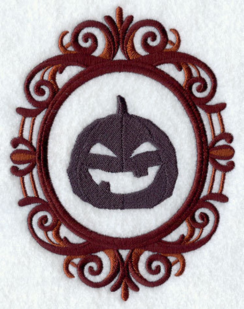 Creepy Cameo Jack o Lantern Embroidered Waffle Weave Hand/Dish Towel image 1