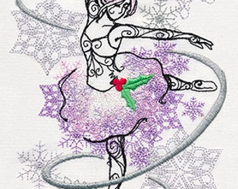 Sugar Plum Fairy Embroidered Waffle Weave Hand/Dish Towel