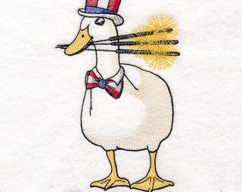 Patriotic Duck FireQuacker Embroidered Waffle Weave Hand/Dish Towel