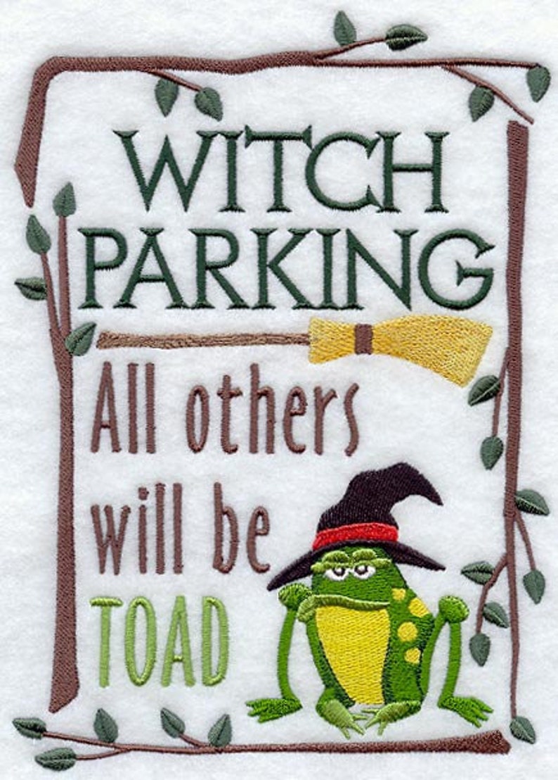 Witch Parking: All Others Will be Toad Embroidered Waffle image 0