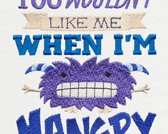 You Wouldn't Like Me When I'm Hangry Embroidered Waffle Weave Hand/Dish Towel