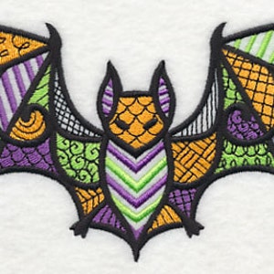 Blackwork Bat Embroidered Waffle Weave Hand/Dish Towel image 1
