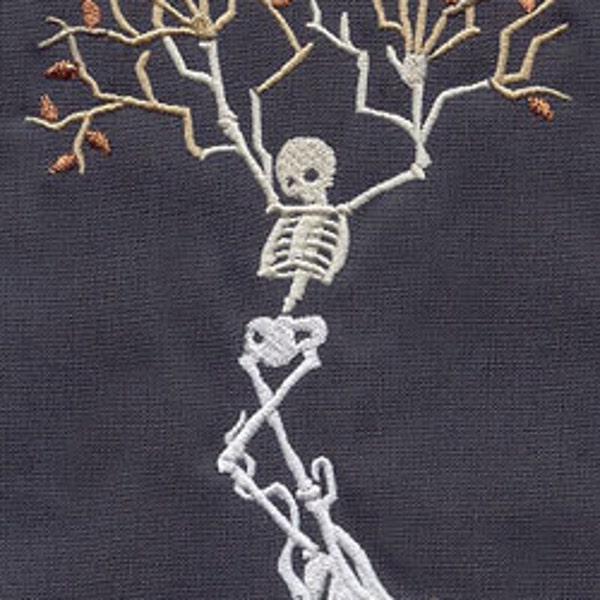 Skeleton Tree Embroidered Waffle Weave Hand/Dish Towel